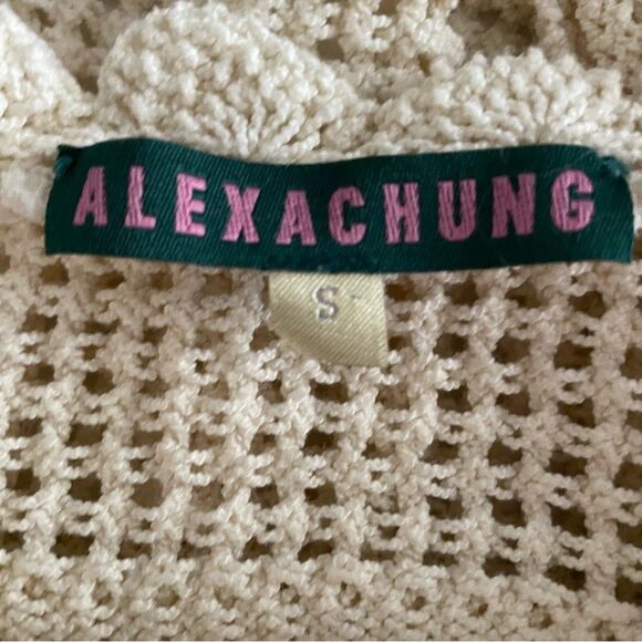 Alexa Chung Cutout Cotton Blend Crochet Knit Top Ecru Size Small - Picture 5 of 6